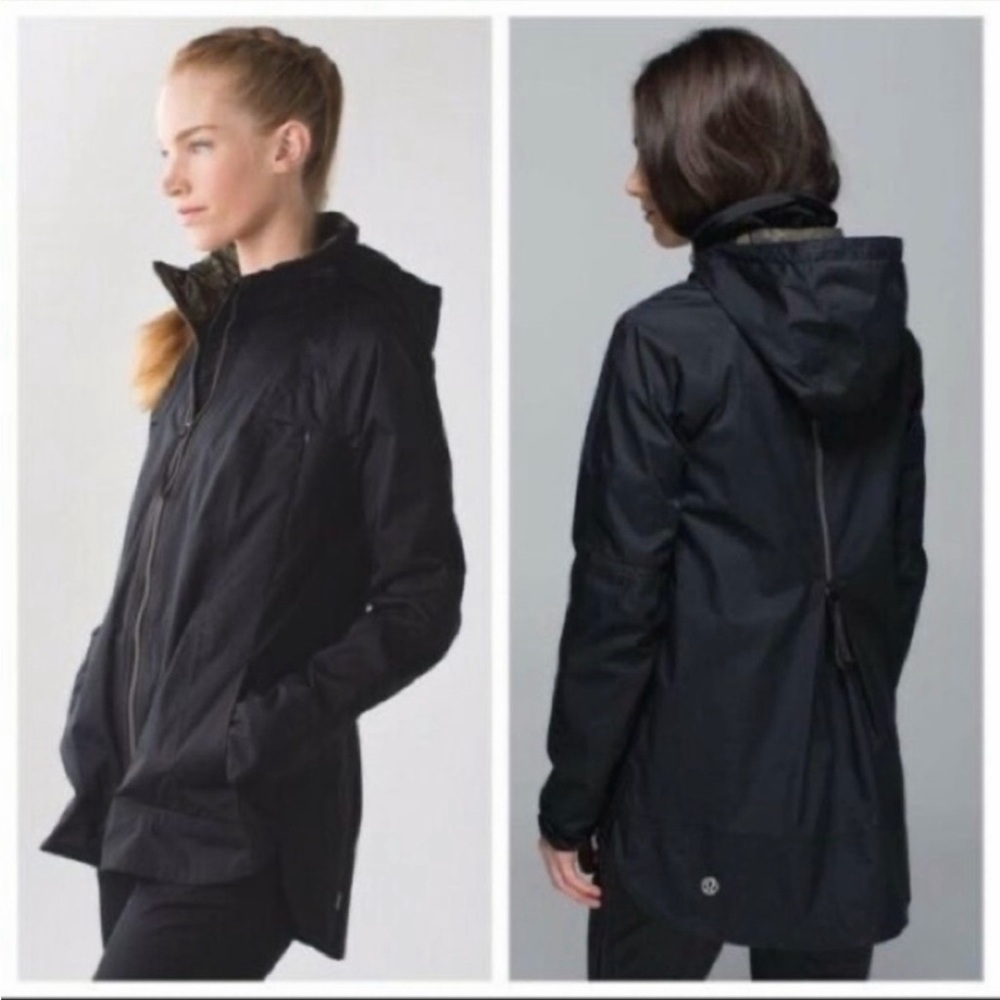 Lululemon Fo Drizzle Rain Coat Black Jacket size 4
